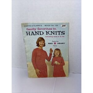 Vintage Coats & Clark's 1961 Book #123 Family Favorites In Hand Knits Size 2-54